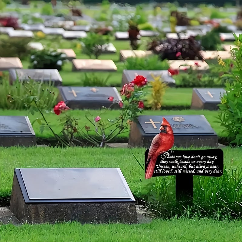 HPMAISON 11.8 inch Cardinals Memorial Grave Markers Metal Cemetery Decorations Loss of Dad Mom Spouse Lover Relatives Family Members Garden Stakes Gravesite Plaque Waterproof Outdoors Lawn Yard Signs - Image 5